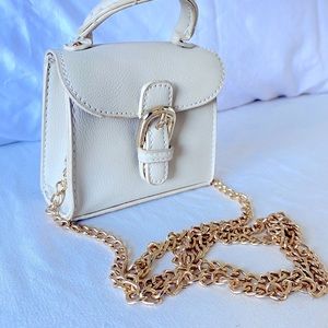 Mini cream purse with chain